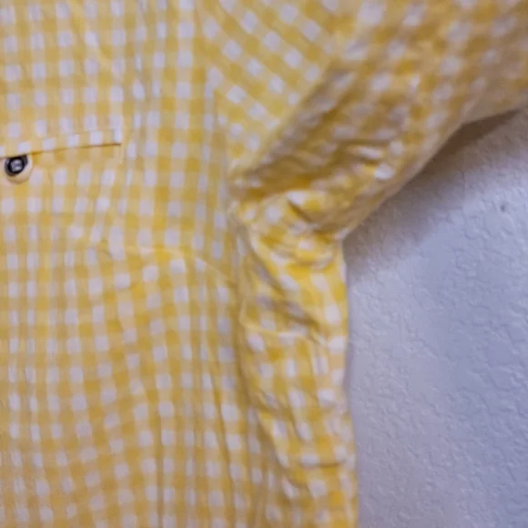 Kut from the Kloth Yellow Gingham Button Down Shirt - Picture 6 of 7